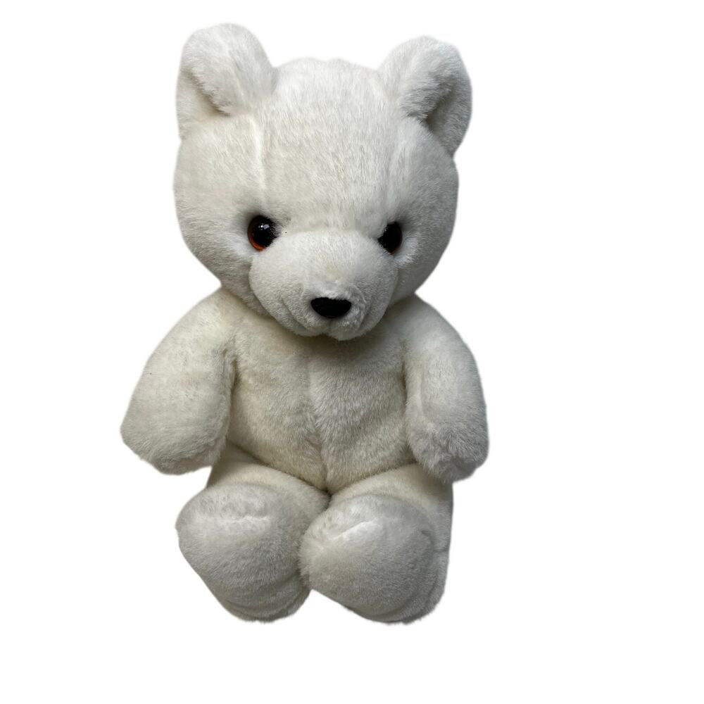 Vintage Applause 1998 white teddy polar bear 15 inches tall plush collectible